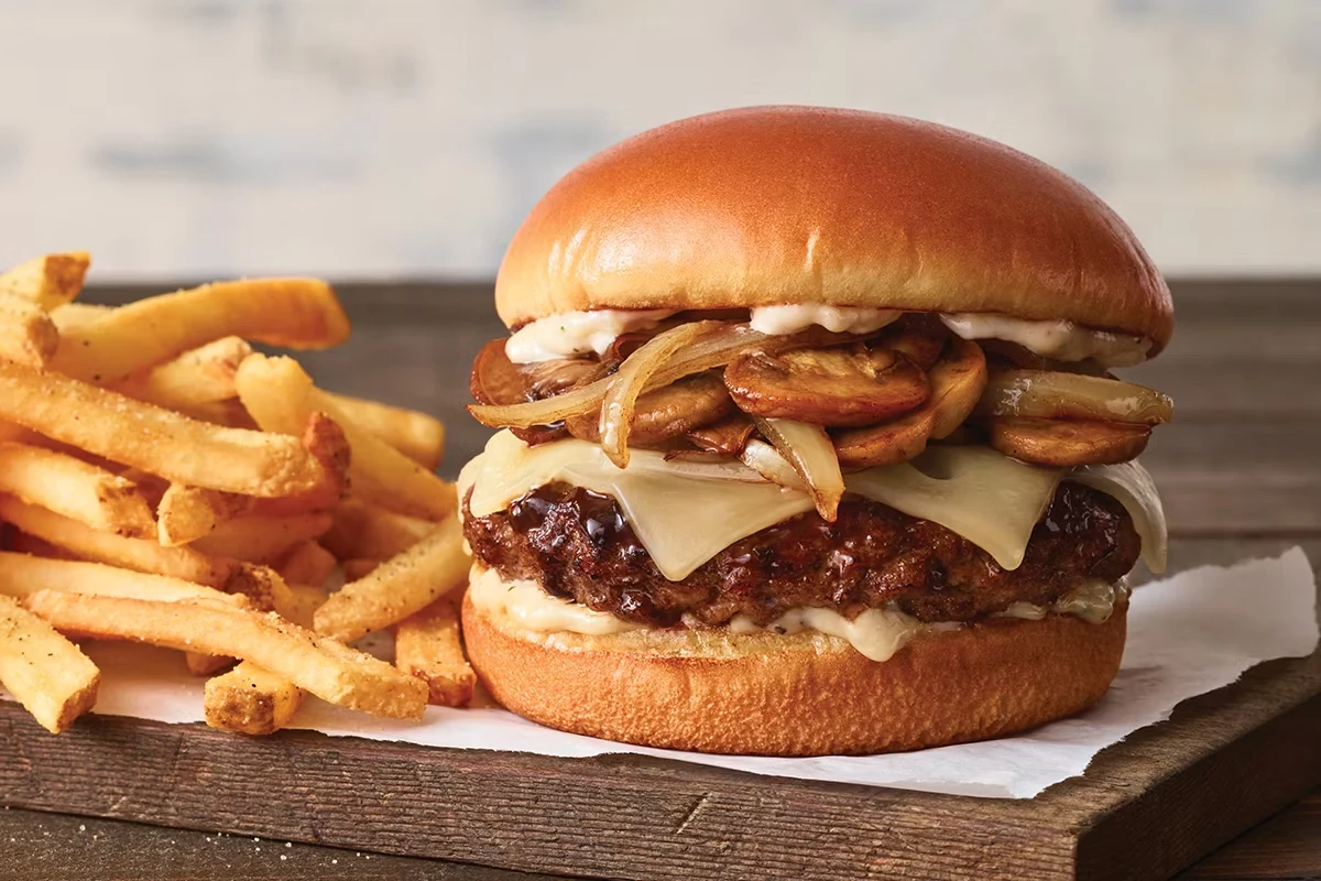 Delicious swiss mushroom burger in Saskatoon, SK